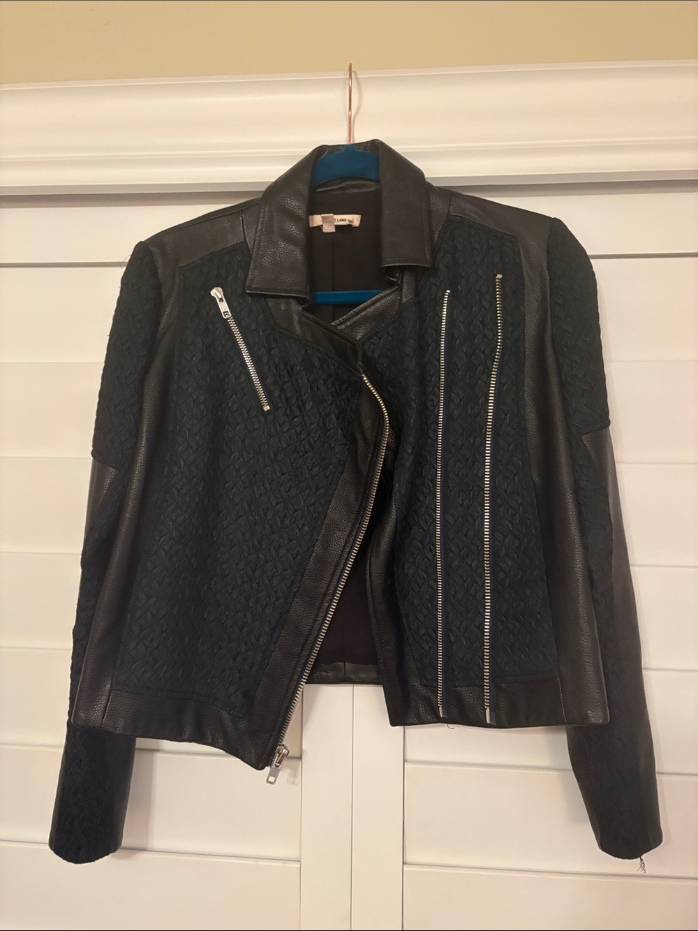 Helmut Lang Black Textured Leather Asymmetrical Moto Jacket
